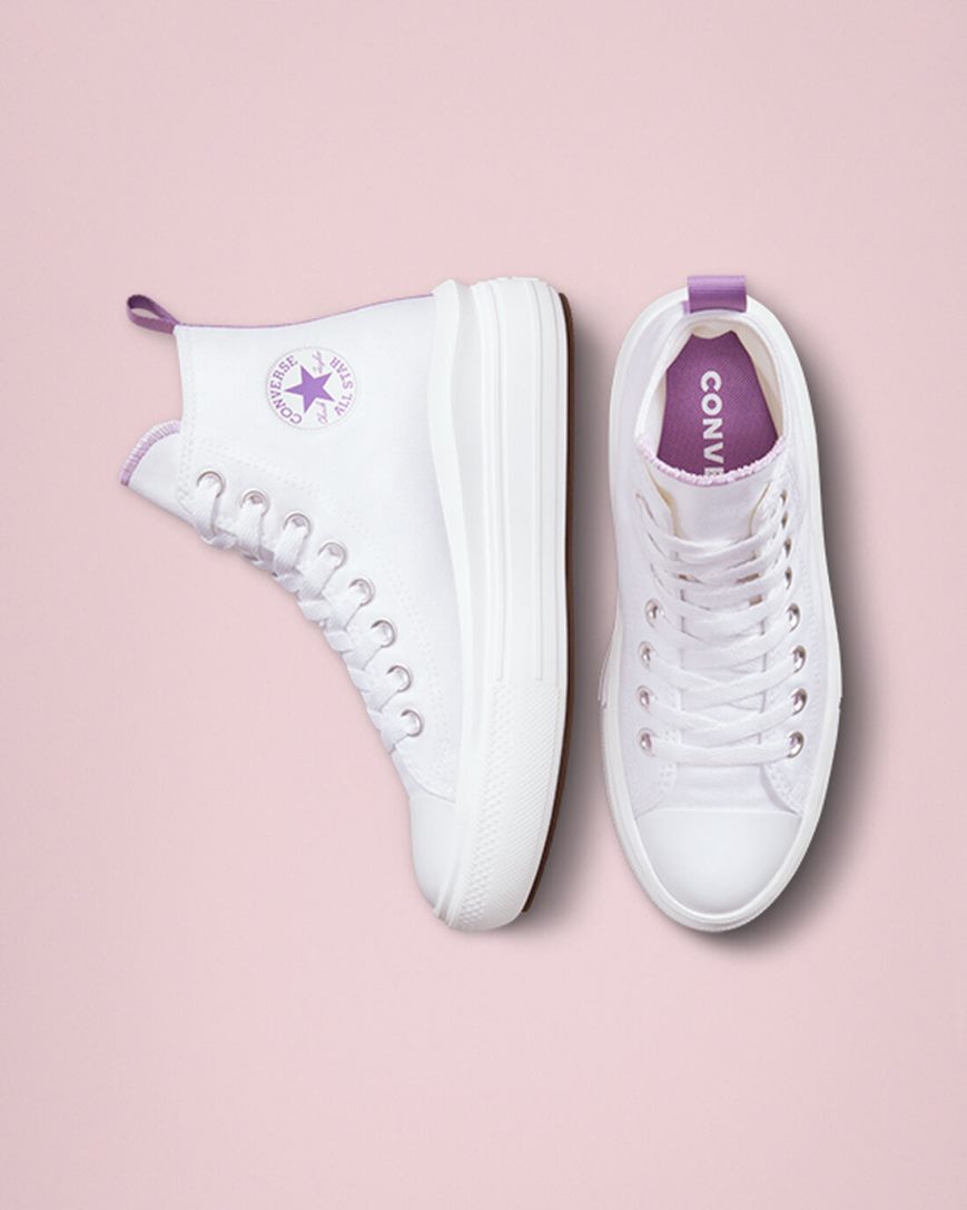 Pantofi Platforma Fete Converse Chuck Taylor All Star Move Inalti Albi Violet Albi | RO RIEZN794